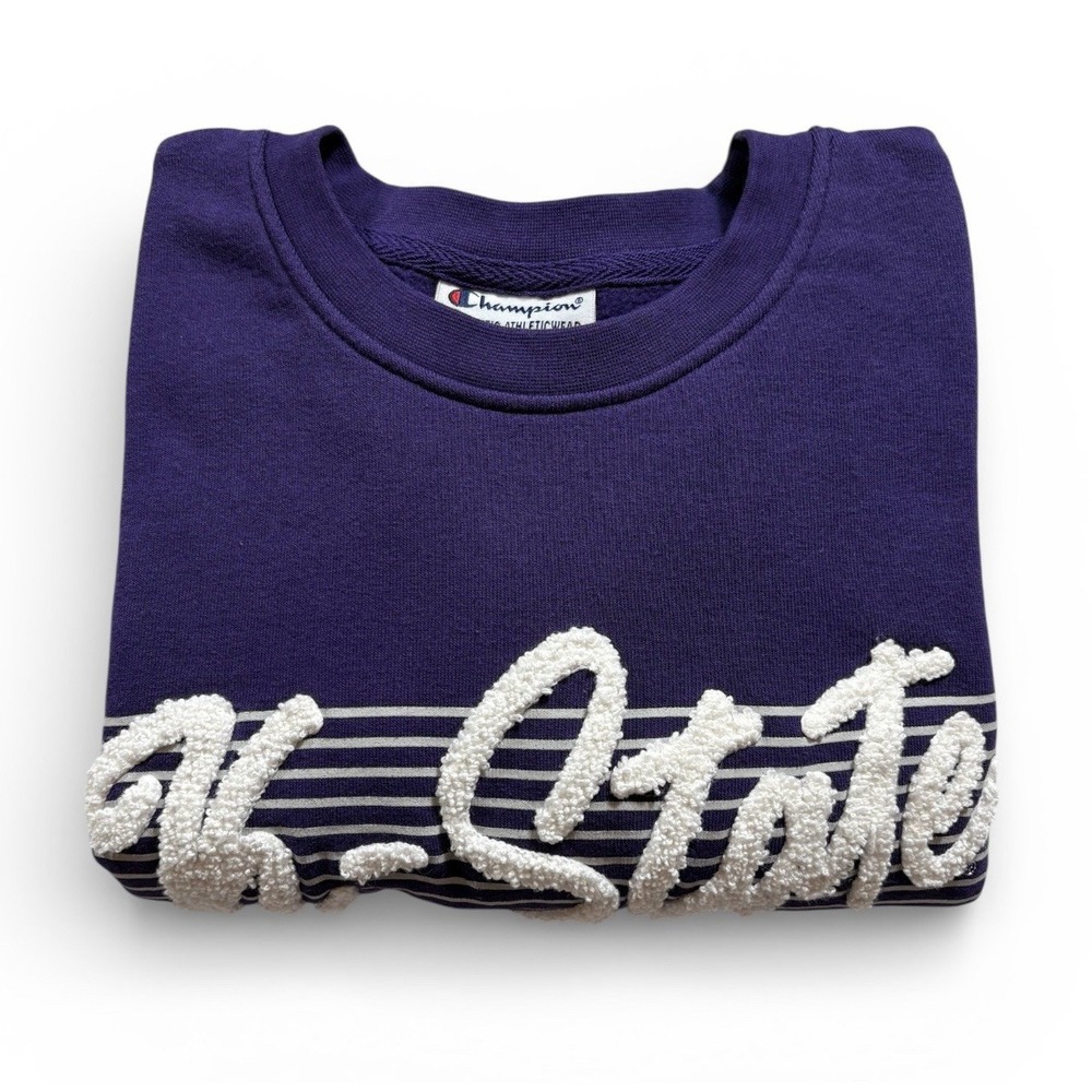 Champion K-State Womens Sweatshirt Size Large Purple White Embossed Letters 1492 - Picture 3 of 8